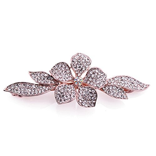 IPINK Girls Shiny Crystal Hairpins Rhinestone Elegant Flower Hair Barrette Clip - Image 1