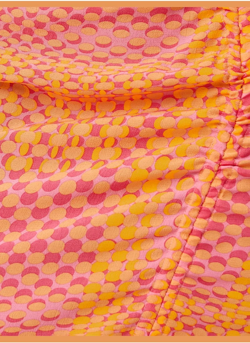 KOTON Tie Detail Patterned Midi Skirt