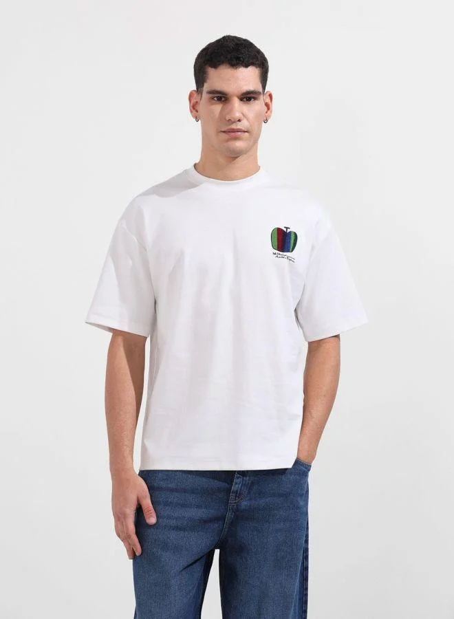 شركة المرآب الهندية تيشيرت رجالي بقصة مريحة ورقبة دائرية وطبعات ورسومات وأكمام قصيرة