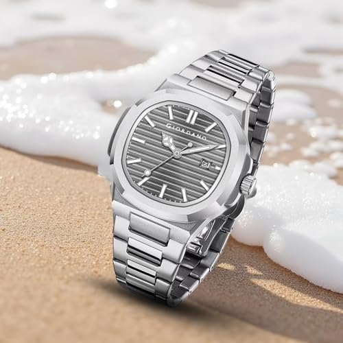 Giordano Analog Watch for Men – Textured Dial, Stainless Steel Strap, Date Display, Quartz Movement, Water Resistant - Image 3