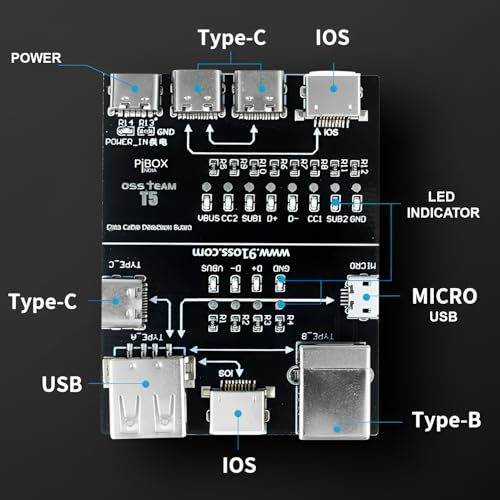 PiBOX India T5 PRO Advanced Digital Cable Tester - Professional 8-Point LED Diagnostic Tool for USB-C/Lightning/Micro-USB - Universal Lab-Grade Testing Board - Image 2