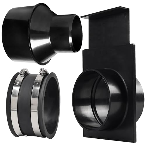 TonGass (Combo Pack) 4" to 2-1/2" Hose Cone Reducer Dust Collection Fitting 4" Flexible Hose Cuff Coupler Blast Gate for Dust Collection Systems with Stainless Steel Clamps - Image 1