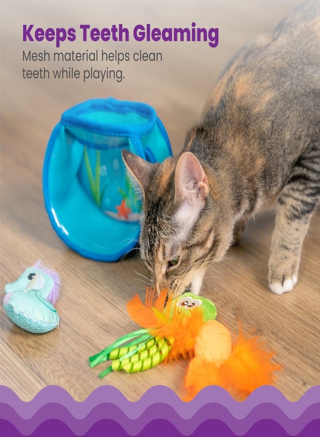 Catstages Hide & Seek Fish Bowl Interactive Cat Toy with Two Catnip Blend Toys, Blue - Image 3
