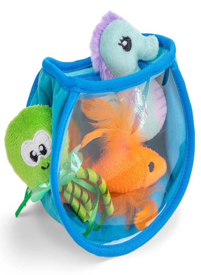 Catstages Hide & Seek Fish Bowl Interactive Cat Toy with Two Catnip Blend Toys, Blue - Image 1