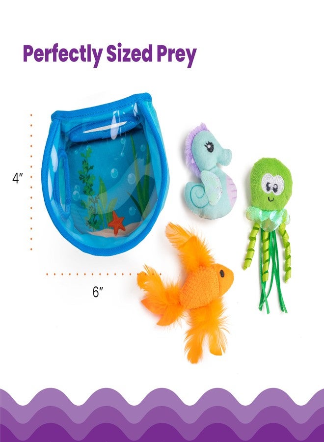 Catstages Hide & Seek Fish Bowl Interactive Cat Toy with Two Catnip Blend Toys, Blue - Image 5