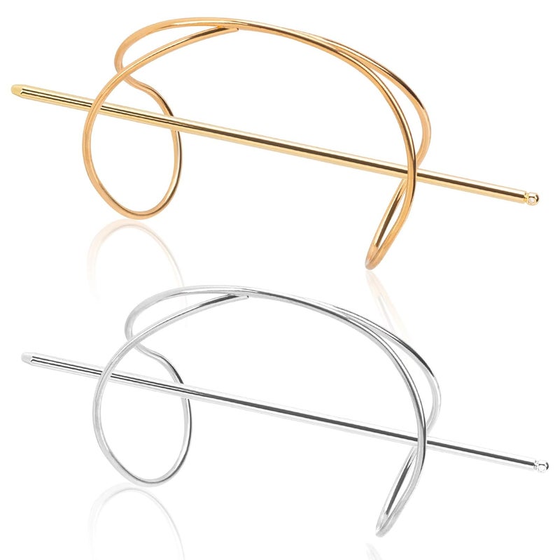 OIIKI XShaped Hair Stick Bun Holder Hair Cuff Wedding Bun Cage Vintage Hair Pins for Women  Girls Gold  Silver