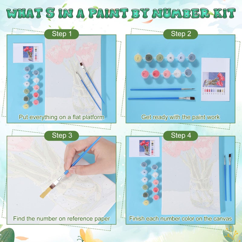 Nezyo 12 Sets Paint by Numbers 8 x 12 Inch for Adults Beginner with Wooden Frames Canvas DIY Acrylic Painting Kit Art Gift for Painting Party Sip and Paint Events for Home Decor(Still Life) - Image 5