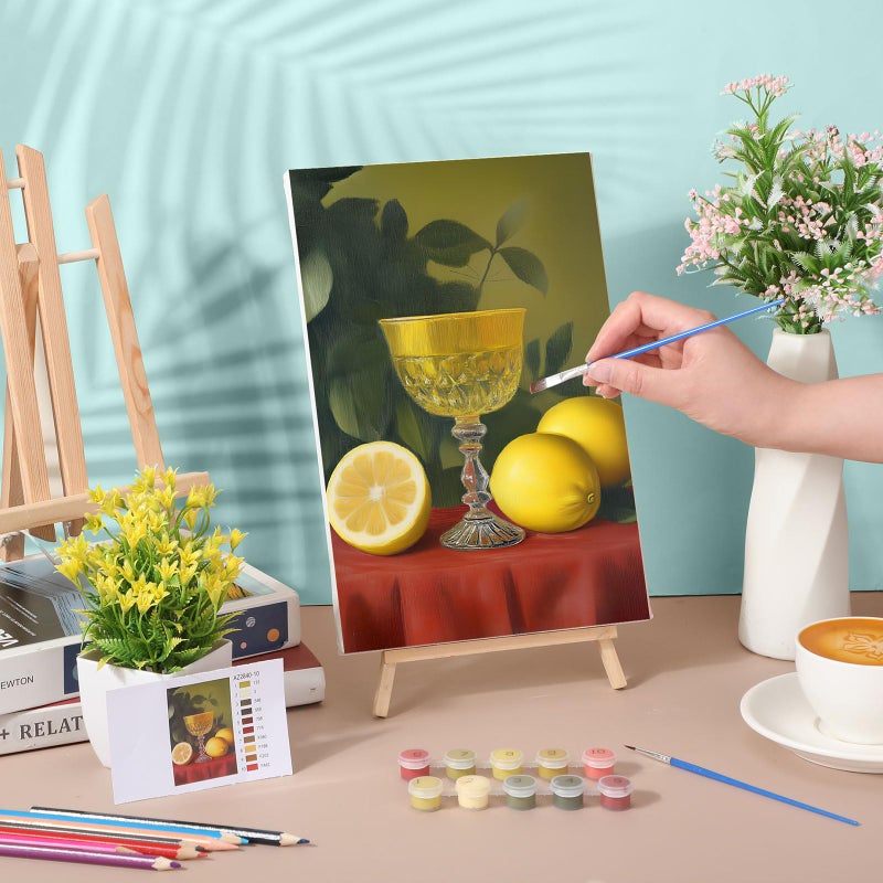 Nezyo 12 Sets Paint by Numbers 8 x 12 Inch for Adults Beginner with Wooden Frames Canvas DIY Acrylic Painting Kit Art Gift for Painting Party Sip and Paint Events for Home Decor(Still Life) - Image 2