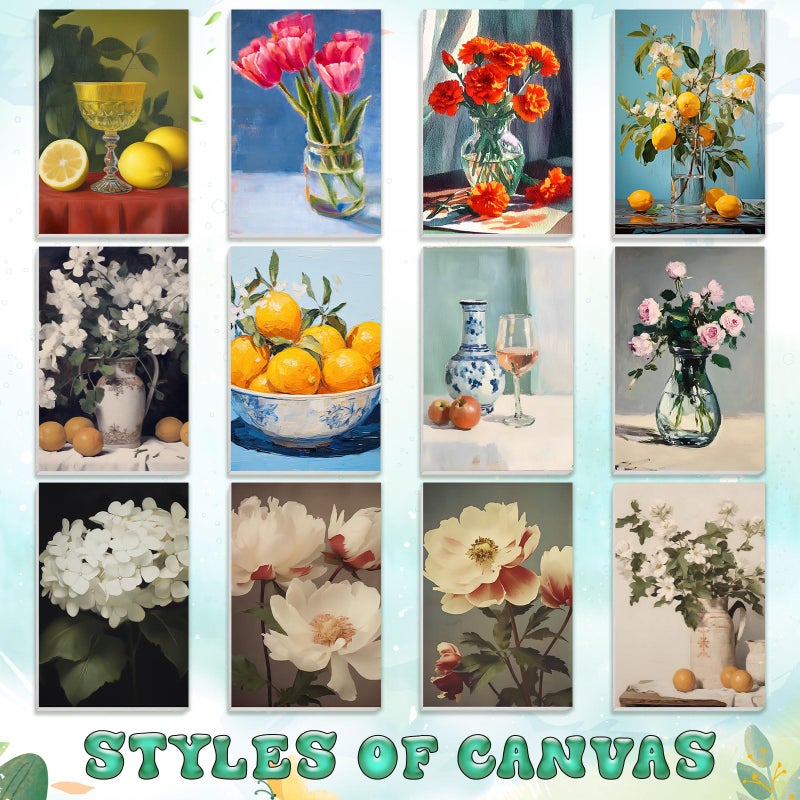 Nezyo 12 Sets Paint by Numbers 8 x 12 Inch for Adults Beginner with Wooden Frames Canvas DIY Acrylic Painting Kit Art Gift for Painting Party Sip and Paint Events for Home Decor(Still Life) - Image 3