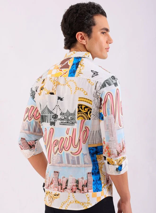 The Indian Garage Co Men Slim Fit Mix & Match Full Sleeves Cutaway Collar Party Wear Shirt