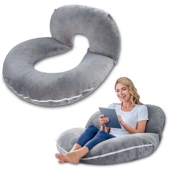 READING PILLOW BACK PILLOW FOR SITTING IN BED FOR READING NURSE RELAX READING PILLOW FOR ADULTS MOMS KIDS SIT UP PILLOW FOR BED GREY