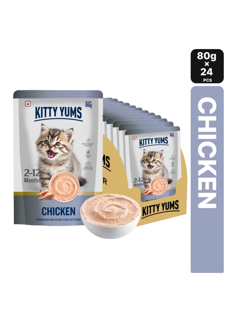 Kitty Yums Chicken Mousse Kitten 80gm – Pack of 24 - Image 1