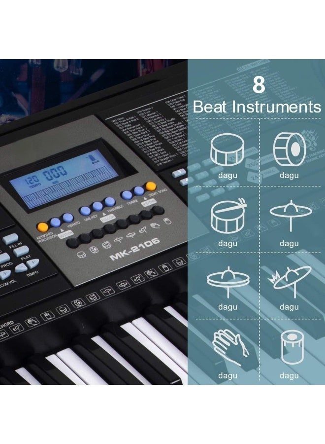 GOGOGO 61-Key Digital Piano Keyboard for Beginners, Portable Electric Piano with Built-in Speakers, Multiple Tones & Rhythms, Home Practice Music Keyboard for Kids & Adults - Image 5