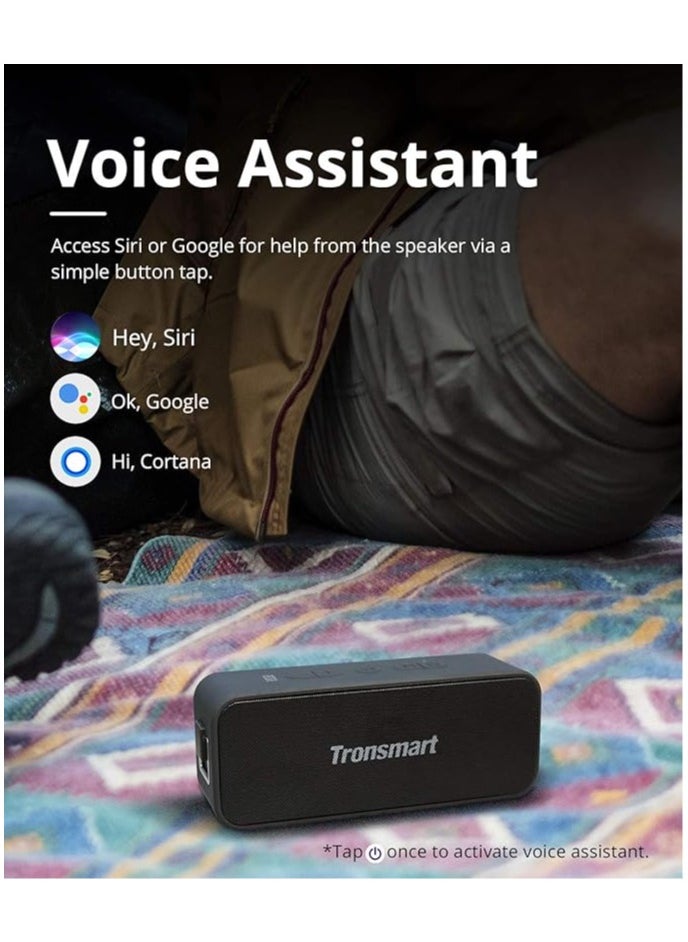 Tronsmart - Tronsmart T2 PLUS Portable Speaker, Waterproof Bluetooth speaker, with 24 Hours Playtime, IPX7 Waterproof Wireless Bluetooth 5.0 Speaker, Voice Assistant, Built-In Mic for Phone Outdoor, Alexa - Image 1