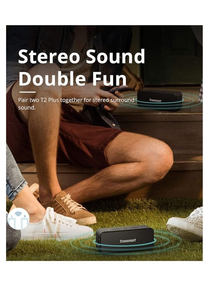 Tronsmart - Tronsmart T2 PLUS Portable Speaker, Waterproof Bluetooth speaker, with 24 Hours Playtime, IPX7 Waterproof Wireless Bluetooth 5.0 Speaker, Voice Assistant, Built-In Mic for Phone Outdoor, Alexa - Image 1