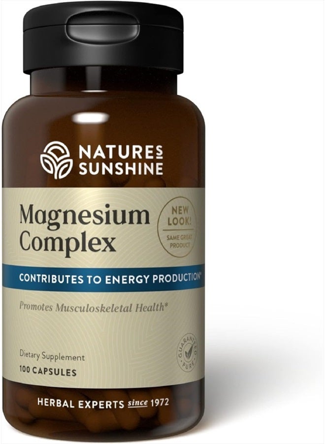NATURE'S SUNSHINE Magnesium Complex - High Potency Magnesium Supplement for Muscle Function, Energy Production, & Reduction of Tiredness and Fatigue - 50 Servings (100 Capsules) - Image 1