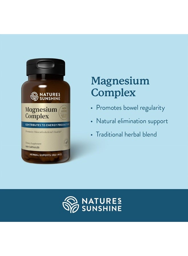 NATURE'S SUNSHINE Magnesium Complex - High Potency Magnesium Supplement for Muscle Function, Energy Production, & Reduction of Tiredness and Fatigue - 50 Servings (100 Capsules) - Image 3