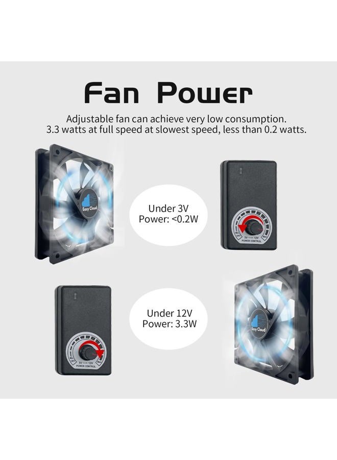 Easy Cloud 120mm × 25mm Computer Fan with AC Plug, Variable Speed Axial Muffin Fan with Controller 120V 110V 220V Fan Small 12V Case Cooling Fan for PC Server Cabinet Doorway Receiver Xbox Greenhouse - Image 4