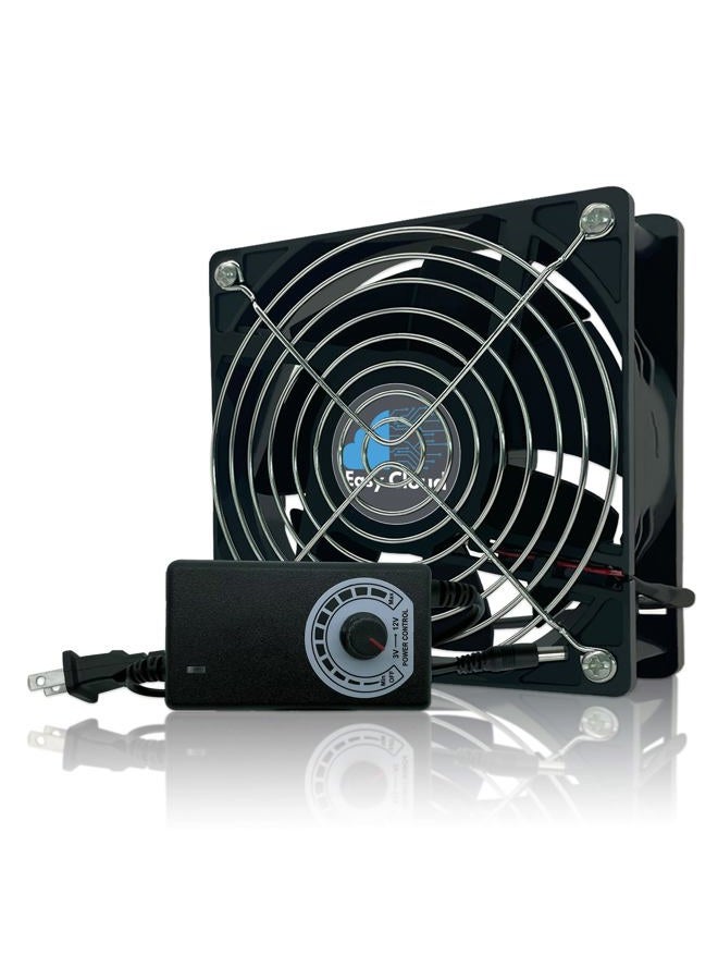 Easy Cloud 120mm × 25mm Computer Fan with AC Plug, Variable Speed Axial Muffin Fan with Controller 120V 110V 220V Fan Small 12V Case Cooling Fan for PC Server Cabinet Doorway Receiver Xbox Greenhouse - Image 1
