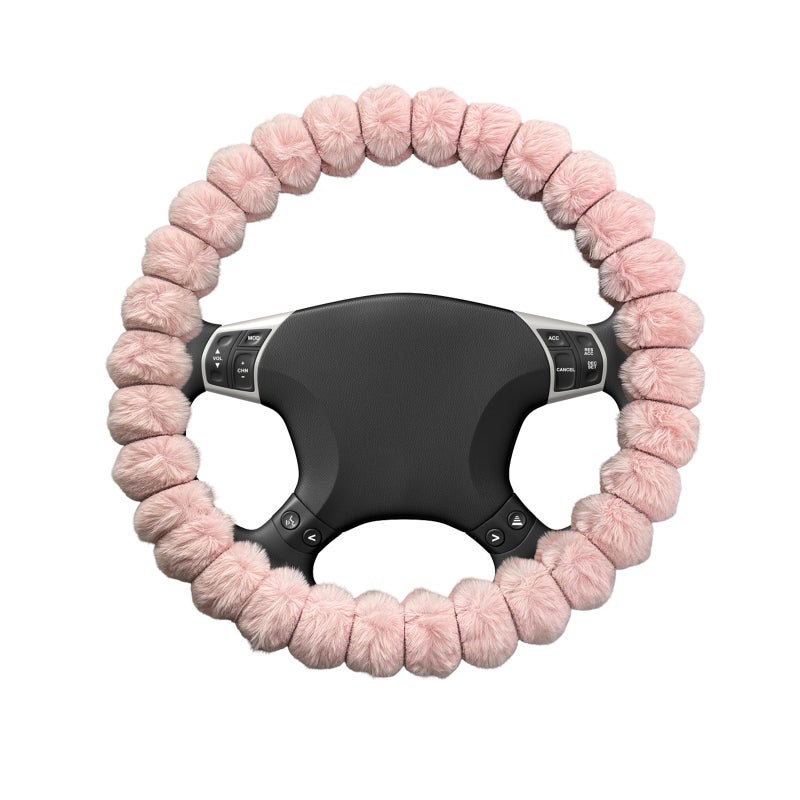 SHMZK Fluffy Car Steering Wheel Cover 14515 Inches AntiSlip Plush Fuzzy Steering Wheel Protector Soft Warm Steering Wheel Cover Interior Decor for Women Girl Car Accessories Pink - Image 3