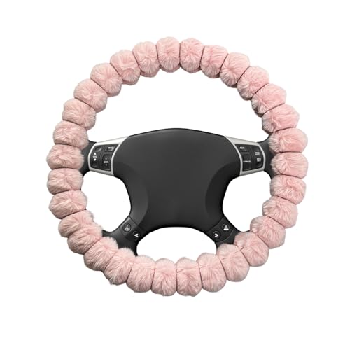 SHMZK Fluffy Car Steering Wheel Cover 14515 Inches AntiSlip Plush Fuzzy Steering Wheel Protector Soft Warm Steering Wheel Cover Interior Decor for Women Girl Car Accessories Pink - Image 1