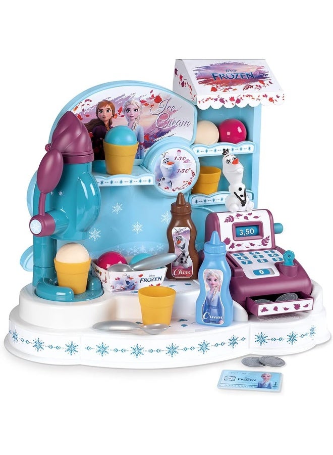 Smoby Frozen Ice Cream Stand Cash Register For Kids 22 Accessories + 1 Olaf Figurine - Image 1
