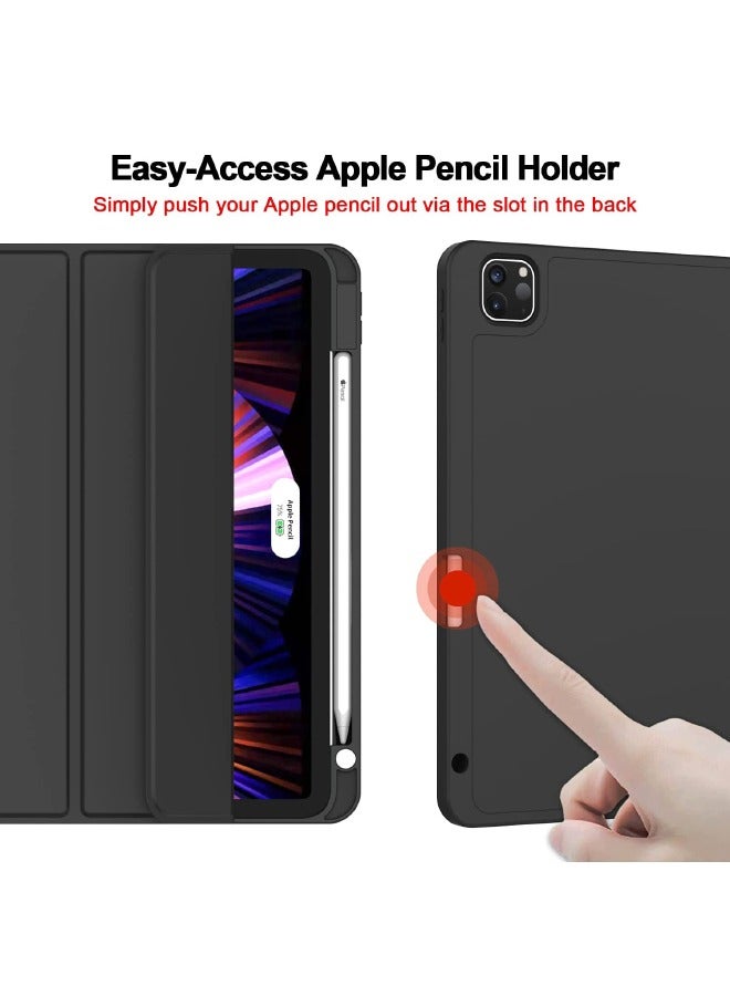 iPad Pro 11 Inch Case 2022(4th Gen)/2021(3rd Gen)/2020(2nd Gen) with Pencil Holder,Smart iPad Case, Support Touch ID and Auto Wake/Sleep, with Auto 2nd Gen Pencil Charging (Black) - Image 2
