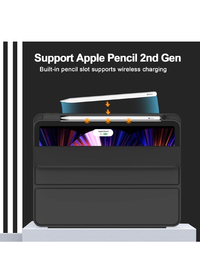 iPad Pro 11 Inch Case 2022(4th Gen)/2021(3rd Gen)/2020(2nd Gen) with Pencil Holder,Smart iPad Case, Support Touch ID and Auto Wake/Sleep, with Auto 2nd Gen Pencil Charging (Black) - Image 3