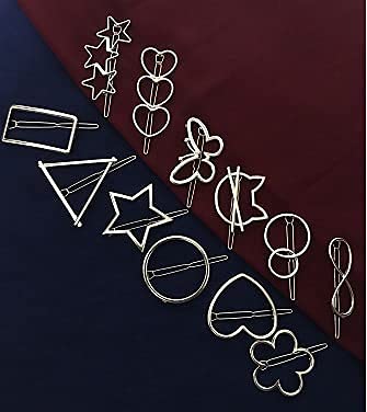 FAVELA Korean Style Fachion Metal Geometric Design Barrettes Hair Clips Pins | Stylish and Comfortable Unique Shape Hairpin Hair Accessories Jewellery Set for Women's and Girls (Pack of 12) - Image 4