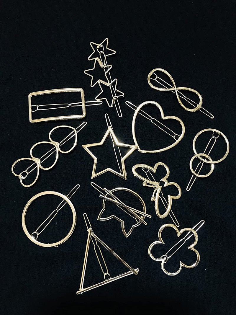 FAVELA Korean Style Fachion Metal Geometric Design Barrettes Hair Clips Pins | Stylish and Comfortable Unique Shape Hairpin Hair Accessories Jewellery Set for Women's and Girls (Pack of 12) - Image 5
