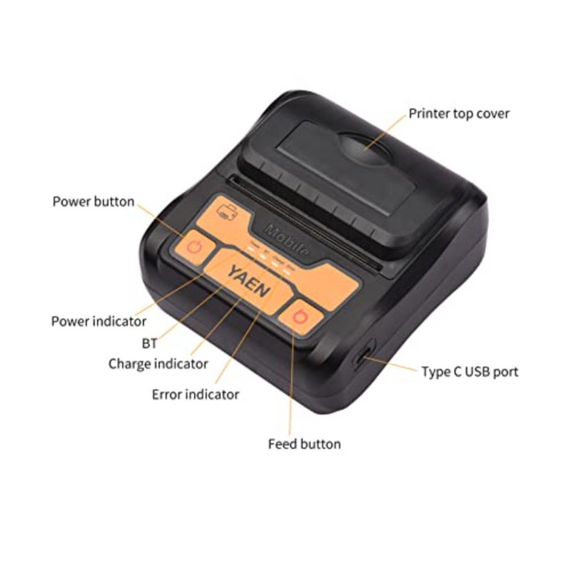 Portable BT Label Maker Wireless 80mm Thermal Receipt Printer BT Connection Use with APP Compatible with iOS Android Smartphone Adjustable Paper Width s for Restaurant Supermarket Kitchen - Image 2