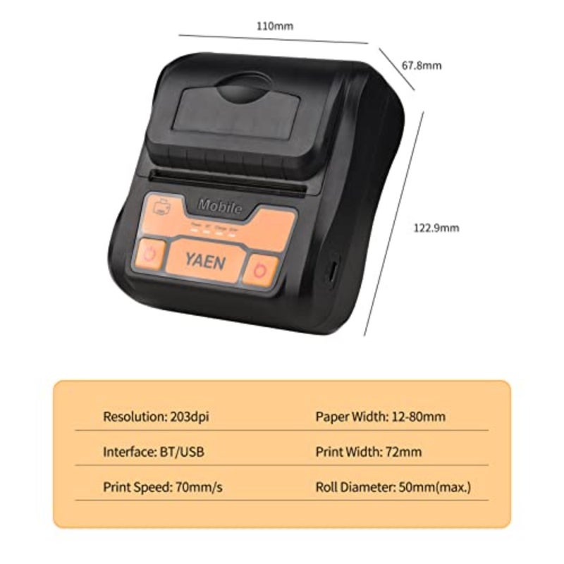 Portable BT Label Maker Wireless 80mm Thermal Receipt Printer BT Connection Use with APP Compatible with iOS Android Smartphone Adjustable Paper Width s for Restaurant Supermarket Kitchen - Image 4