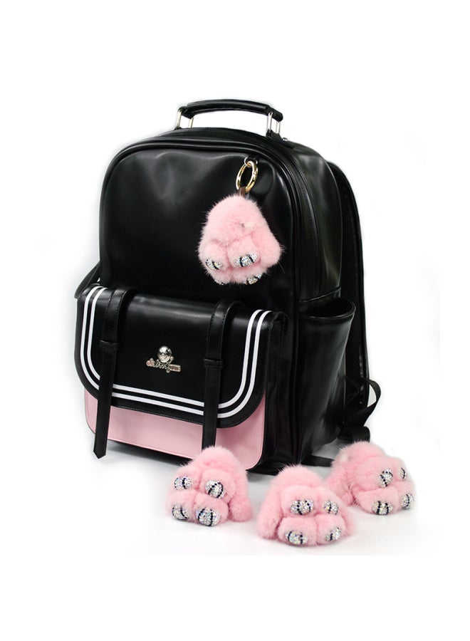 DiGallen Dijialun Mink Fur Diamond-studded Cute Rabbit Keychain For Car Female Car Pendant Car Interior Decoration Cartoon Cute Playing Dead Bunny Genuine Car Accessories - Pink - Image 3