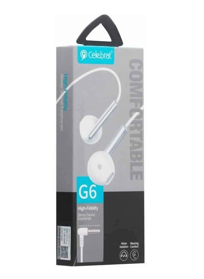 Celebrat G6 High-Fidelity Stereo Earphones – Premium Sound, Comfortable Fit, Deep Bass, Noise Isolation, Wired Earbuds for Music, Calls & Gaming