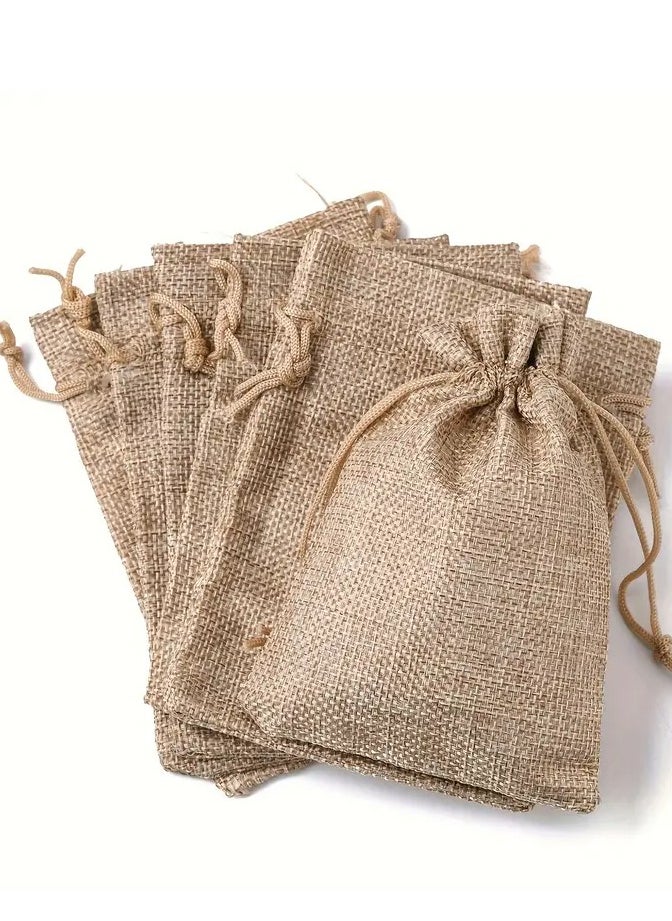 Jute pouch with Drawstring 18x13cm Jute Bags for Birthday Gifts, Wedding Party Favors, Candy and Jewelry Pouches [10PCS]