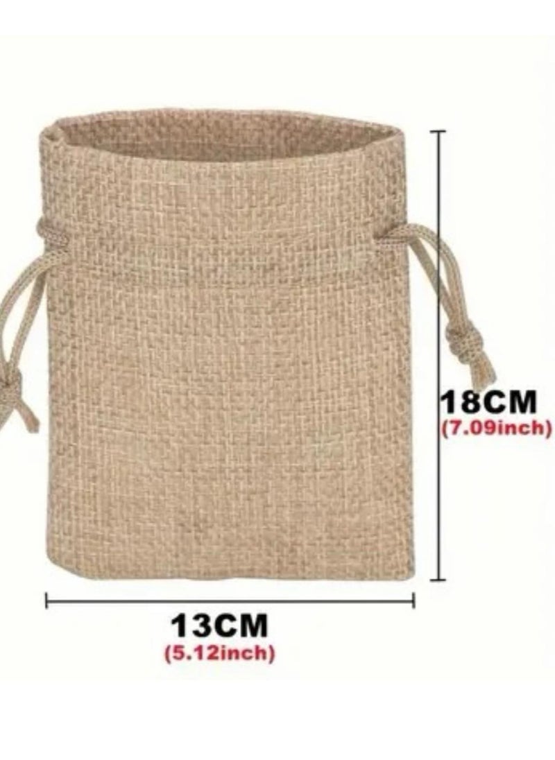Jute pouch with Drawstring 18x13cm Jute Bags for Birthday Gifts, Wedding Party Favors, Candy and Jewelry Pouches [10PCS]