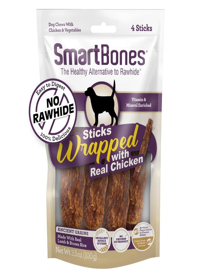 SmartBones Sticks Wrapped with Real Chicken, Lamb and Brown Rice Rawhide-Free Chews for Dogs, 4 Chews Per Pack, 3.5 Ounces - Image 1