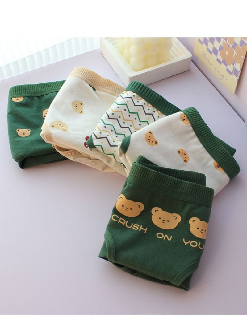 5 Pack Mid Waist Briefs Cute Style Cotton Underwear Ladies Mid Waist Comfortable Breathable Cute Girls Briefs  - Image 1