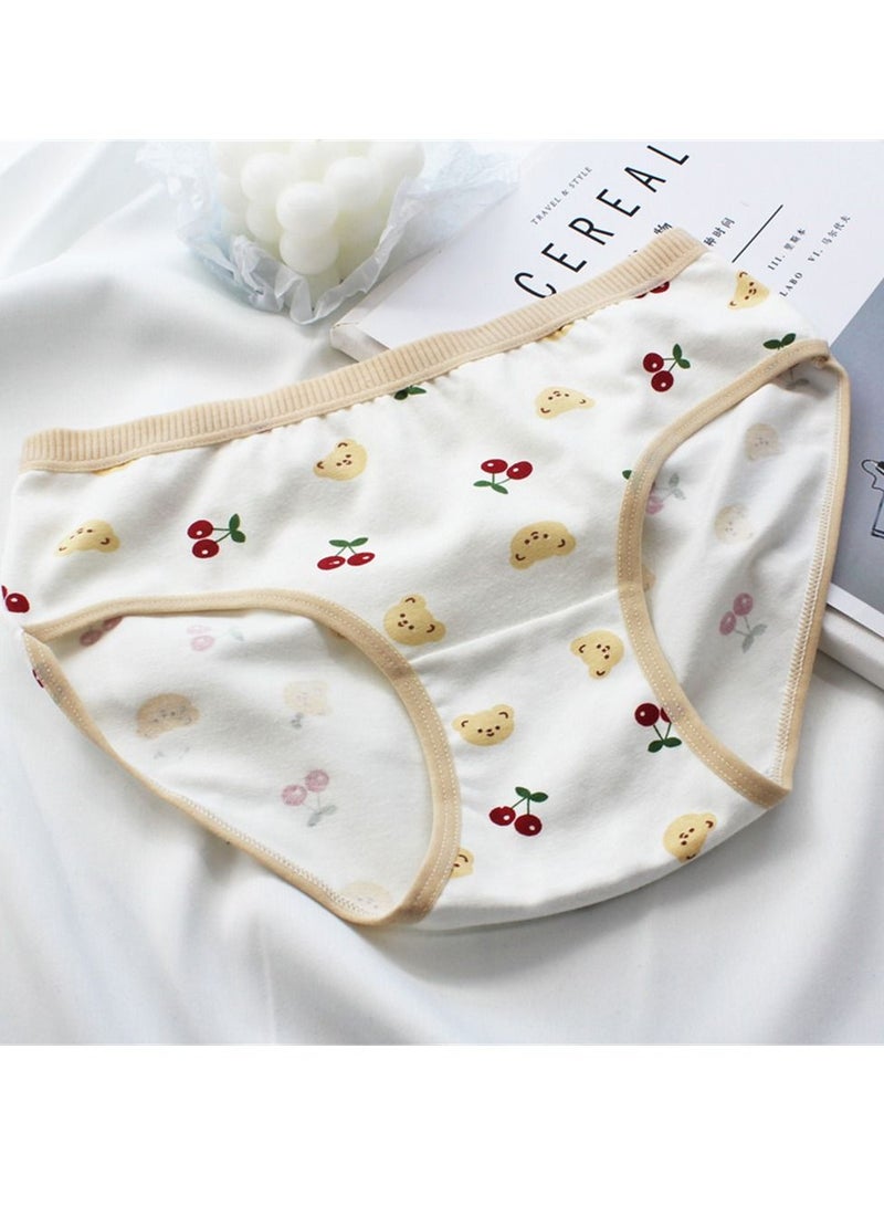 5 Pack Mid Waist Briefs Cute Style Cotton Underwear Ladies Mid Waist Comfortable Breathable Cute Girls Briefs  - Image 3