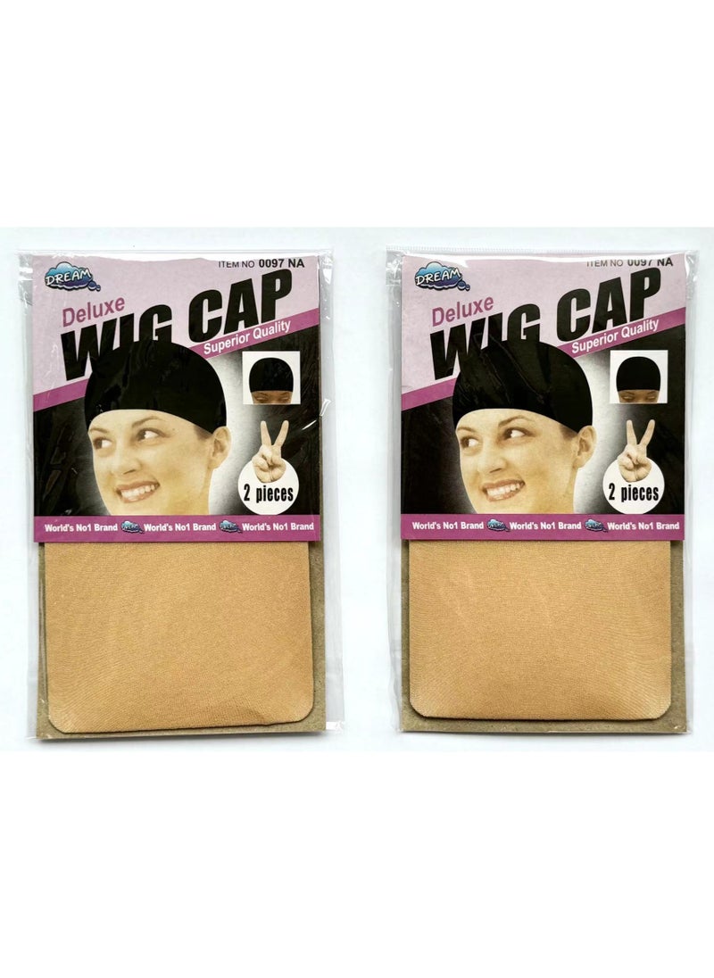 Generic - 4 pieces Light Brown Stocking Wig Caps Stretchy Nylon Wig Caps for Women - Image 1