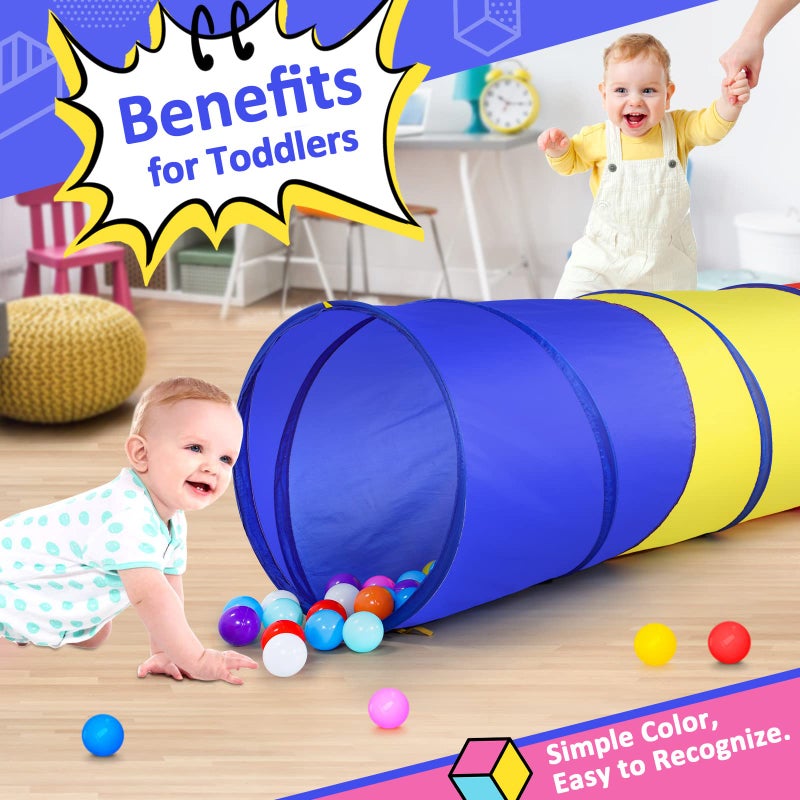 PigPigPen Pop Up Play Tunnel Tent for Toddlers Babies or Dogs Indoor  Outdoor Toys for Kids Backyard Playset RedYellowBlue - Image 3