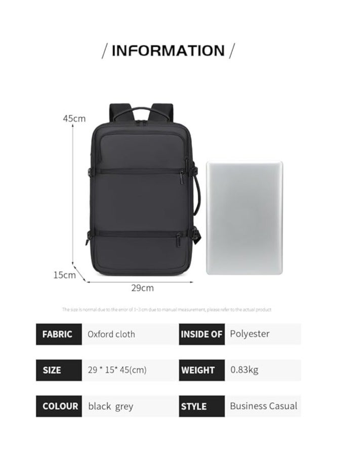 Rahala unisex backpack waterproof, suitable for travel and work USB port RL2026 Black  - Image 3