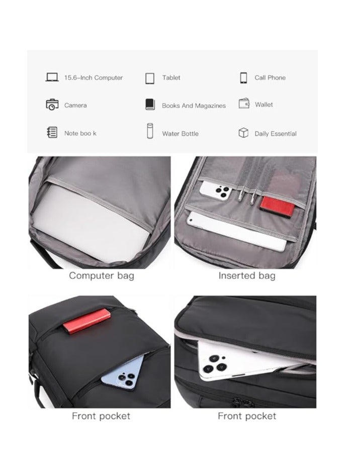 Rahala unisex backpack waterproof, suitable for travel and work USB port RL2026 Black  - Image 5