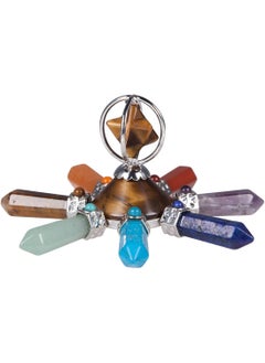 rockcloud Rockcloud 7 Chakra Healing Crystal Points Energy Generator, Merkaba Stone Figurine for Home Decor, Tiger's Eye 