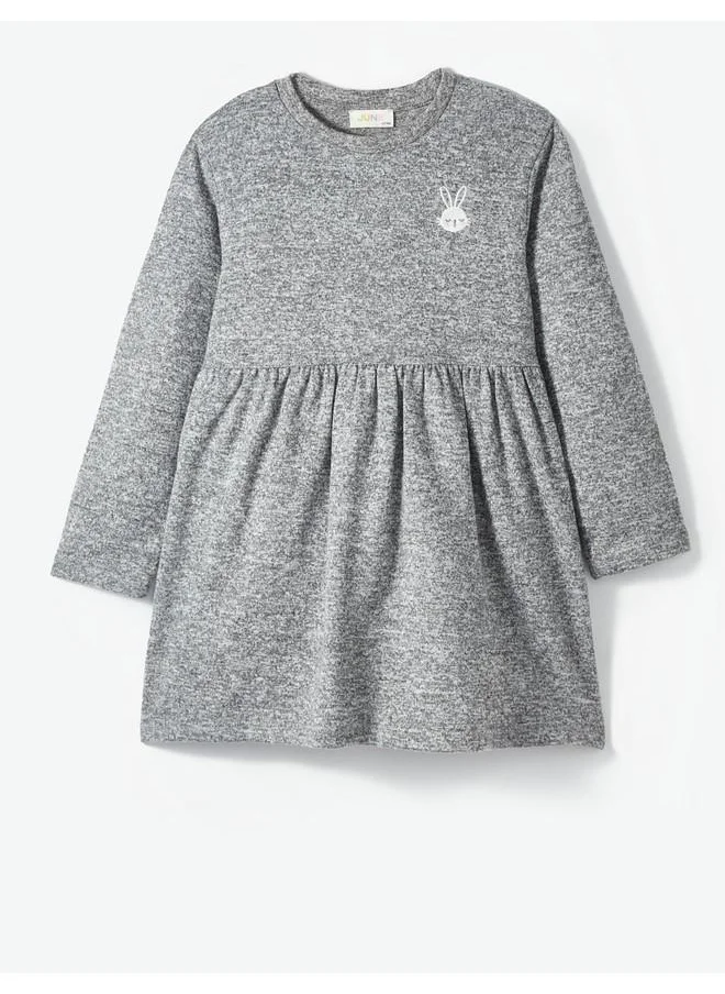 JUNE June Girl Soft Textured Dress Greymelange
