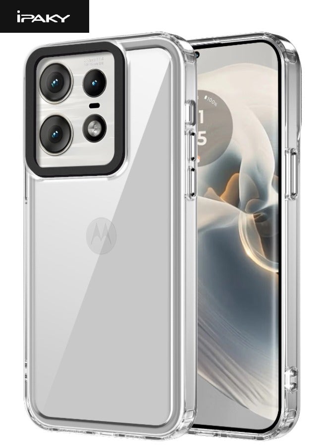 IPAKY Motorola Edge 50 Pro Cover, Mixed Material Slim Case Cover, [Anti Drop][Anti Slip][Shockproof][Non-Stick Fingerprint][No Yellowing] Protective Case for Moto Edge 50 Pro 5G, Clear  - Image 1