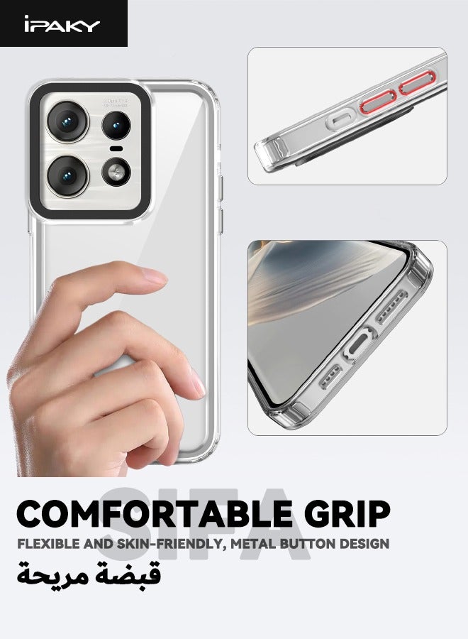 IPAKY Motorola Edge 50 Pro Cover, Mixed Material Slim Case Cover, [Anti Drop][Anti Slip][Shockproof][Non-Stick Fingerprint][No Yellowing] Protective Case for Moto Edge 50 Pro 5G, Clear  - Image 3
