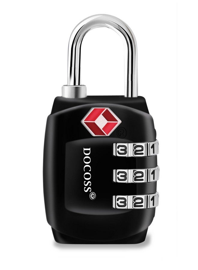 دوكوس قفل معدني من إدارة أمن النقل، مجموعة أرقام وكلمات مرور لحقائب السفر - عبوة من قطعة واحدة (أسود) - Image 1