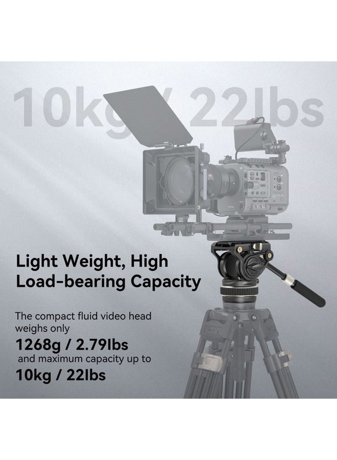 SmallRig DH10 Heavy Duty Tripod Fluid Video Head with Flat Base and Adjustable Handle, Quick Release Plate for Manfrotto Video Head Mount Plate, Load up to 22Ibs, for Video Cameras, DSLR Cameras 4165 - Image 4