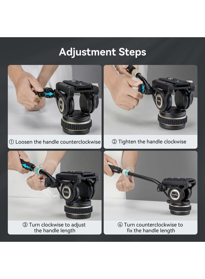 SmallRig DH10 Heavy Duty Tripod Fluid Video Head with Flat Base and Adjustable Handle, Quick Release Plate for Manfrotto Video Head Mount Plate, Load up to 22Ibs, for Video Cameras, DSLR Cameras 4165 - Image 5